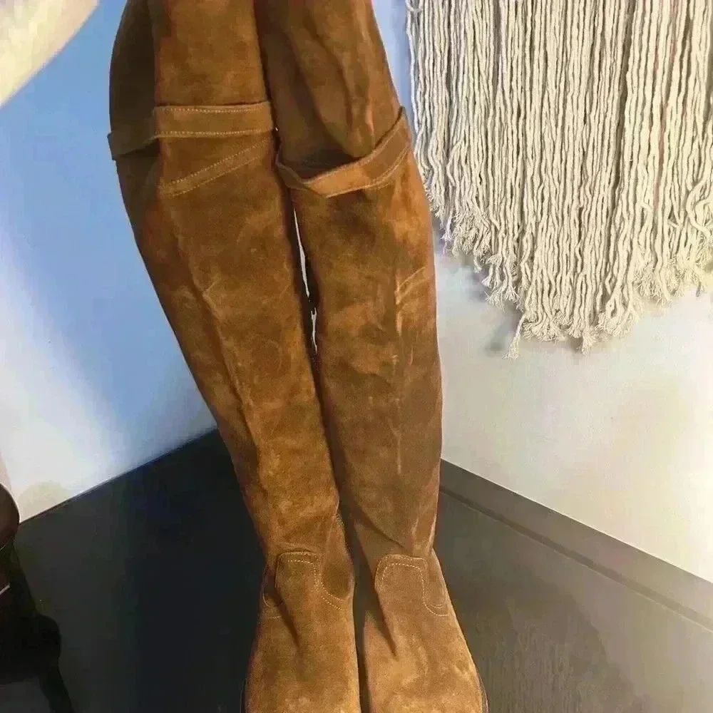 Frye Brown Suede Molly Tassel Over the Knee Boot, Size 7 Excellent condition